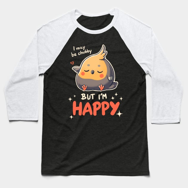 Happy Cockatiel // Chubby, Body Positive, Parrot Baseball T-Shirt by Geekydog